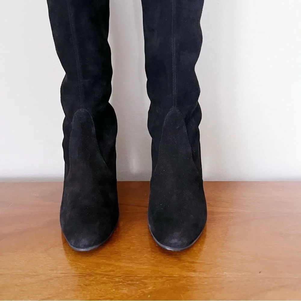 Stuart Weitzman • Highland Boot over the knee thigh high black suede heeled OTK